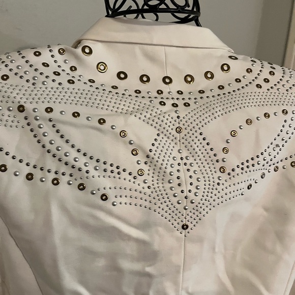 Zara Basic White Limited Edition Grommet Blazer Sz S embellished Back - Picture 6 of 8